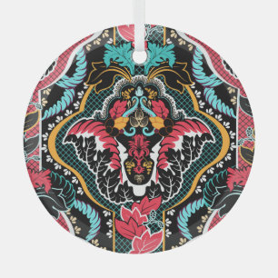 Indian Floral: Vintage Seamless Wallpaper. Glass Tree Decoration