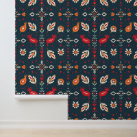 Indian Folk Art Floral and Bird Pattern