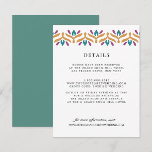 Indian Folk Art Jade Green  WEDDING Guest Details Enclosure Card