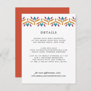 Indian Folk Art Orange WEDDING Guest Details Enclosure Card