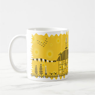 Indian Folk Art Warli (Yellow) Coffee Mug