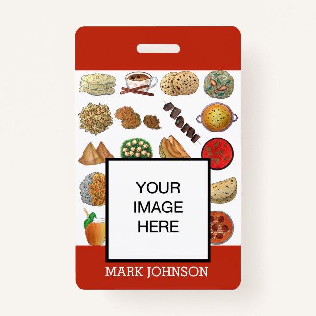 Indian Food Cuisine Cafe Restaurant Chef Server ID Badge (Front)