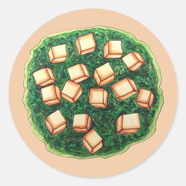 Indian Food India Saag Paneer Spinach Cheese Classic Round Sticker (Front)