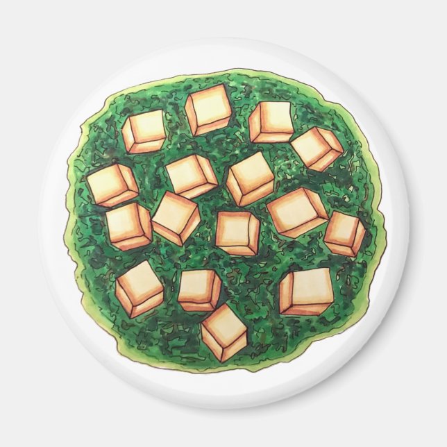Indian Food India Saag Paneer Spinach Cheese Magnet (Front)