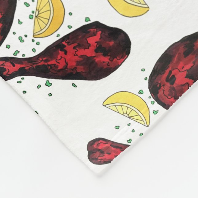 Indian Food Tandoor Cooking Tandoori Chicken Fleece Blanket (Corner)