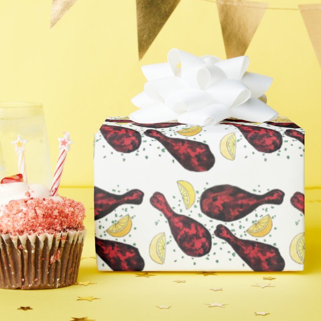 Indian Food Tandoor Cooking Tandoori Chicken Wrapping Paper (Birthday Party)