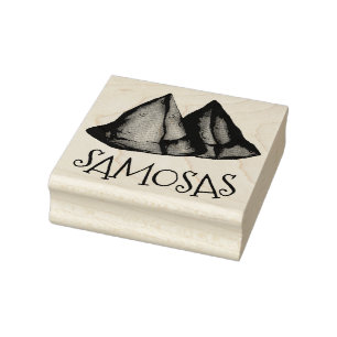 Indian Food Vegetable Vegetarian Cooking Samosas Rubber Stamp