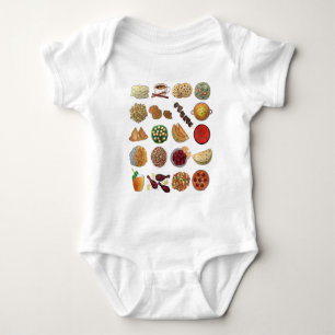 Indian Foods Dishes Cuisine of India Illustration Baby Bodysuit