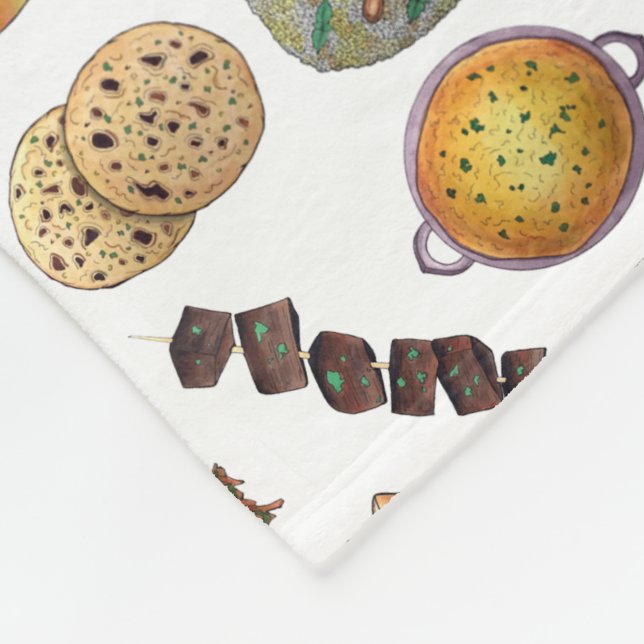 Indian Foods Dishes Cuisine of India Illustration Fleece Blanket (Corner)