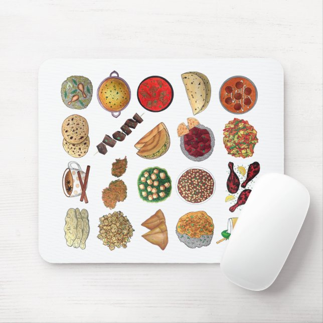 Indian Foods Dishes Cuisine of India Illustration Mouse Mat (With Mouse)