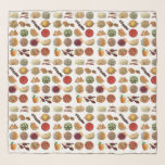 Indian Foods Dishes Cuisine of India Illustration Scarf<br><div class="desc">Illustration features an assortment of delicious Indian foods, including: samosas, aloo gobi, garlic naan, chicken biryani, masala dosa, papadums, vegetable pakora, tandoori chicken, chana masala (chole), chapati, mango lassi, masala chai tea, malai kofta (Indian dumplings), vegetable jalfrezi, daal, rogan josh, lamb kebab, saag paneer, chicken tikka masala, and chicken korma....</div>