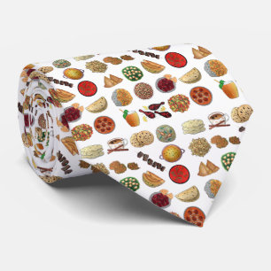 Indian Foods Dishes Cuisine of India Illustration Tie
