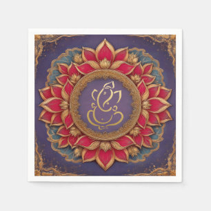 Indian Ganesh Purple Traditional Lotus Wedding Napkin