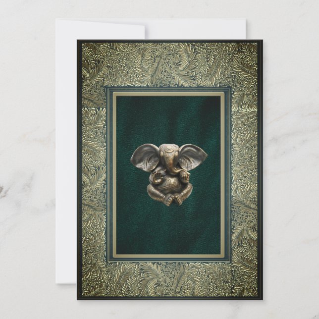 Indian Ganesha traditional wedding invitation card (Front)