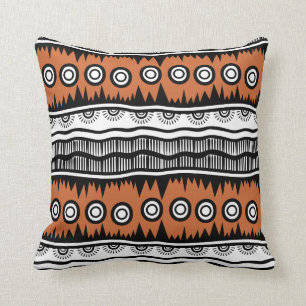 Indian Geographic Brown Tone Stripes Cushion