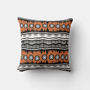 Indian Geographic Brown Tone Stripes Cushion