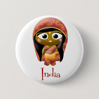 Indian Girl 6 Cm Round Badge