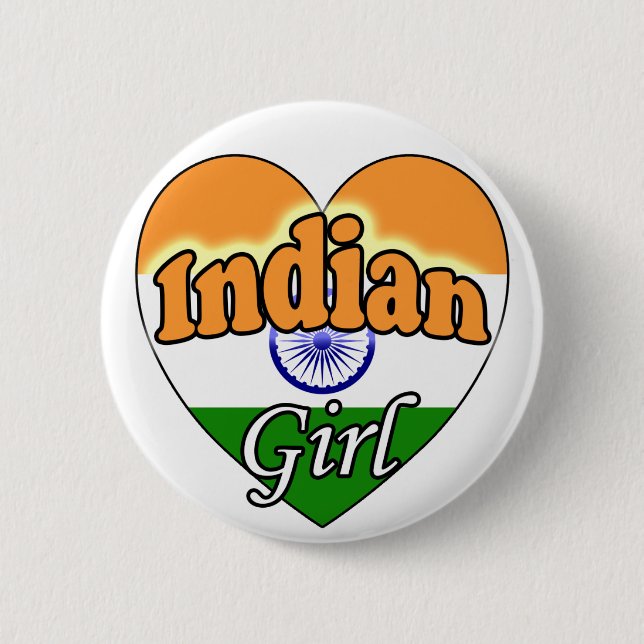 Indian Girl 6 Cm Round Badge (Front)