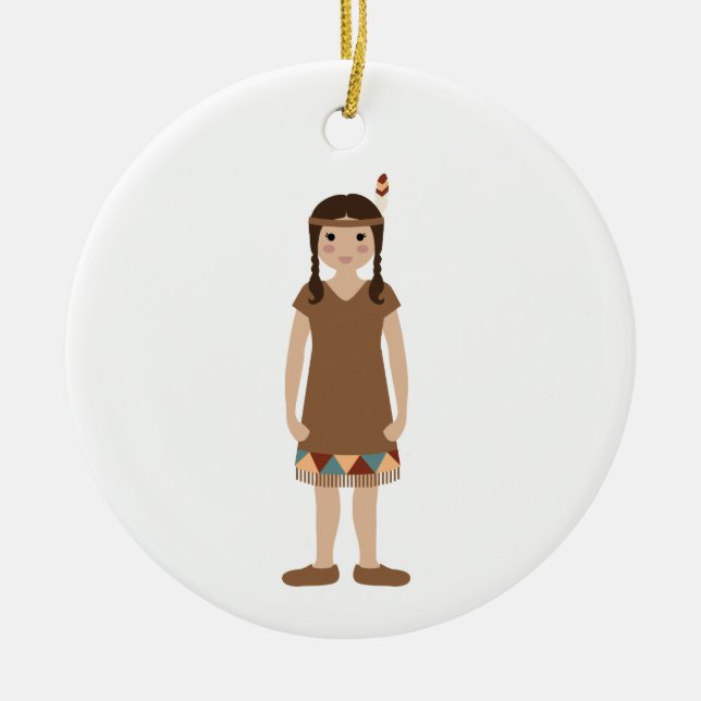 Indian Girl Ceramic Tree Decoration (Front)