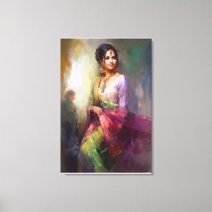 Indian Girl Contemporary Figurative Painting Canvas Print