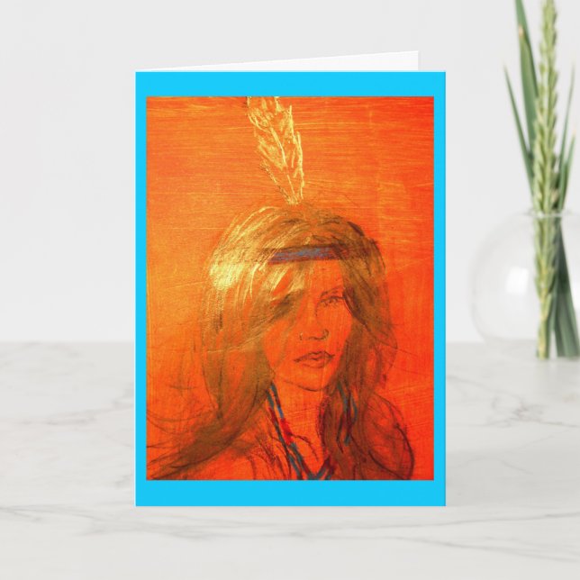 indian girl Howgh Greetings Card (Front)