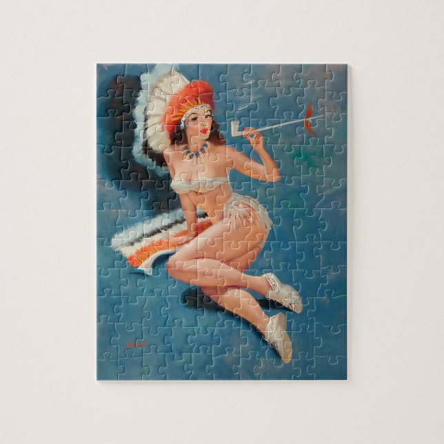 Indian Girl Pin Up Art Jigsaw Puzzle (Vertical)