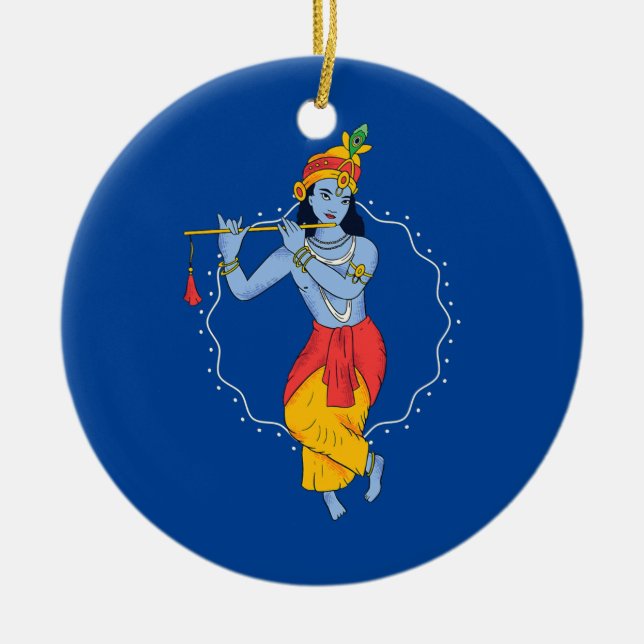 Indian girl playing musical instrument India  Ceramic Tree Decoration (Front)