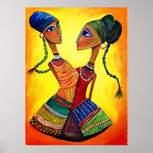 Indian Girls Dancing: Indian Art Poster