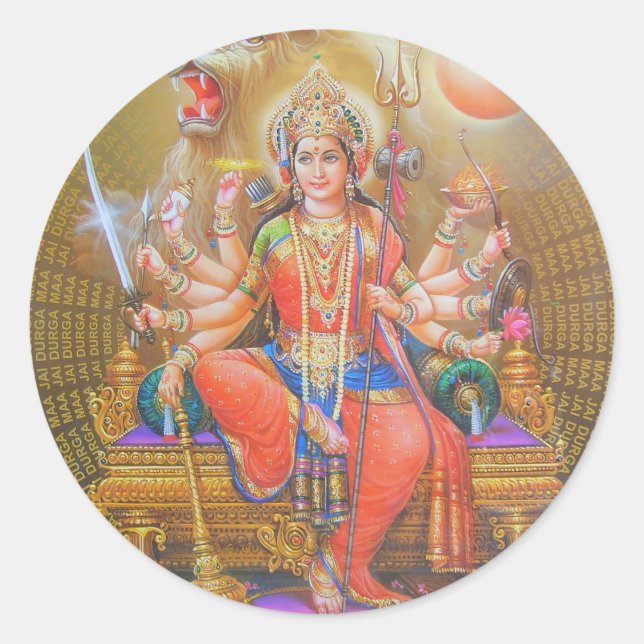 indian god classic round sticker (Front)