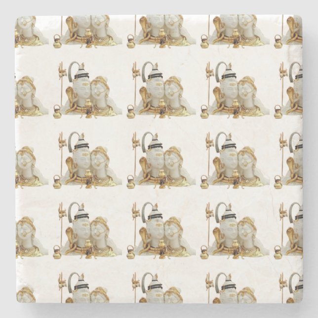 Indian God Shiv Shakti Stone Coaster (Front)