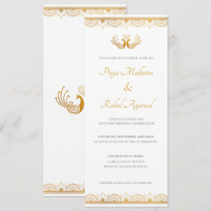 Indian Gold Ethnic Wedding Invitation Card