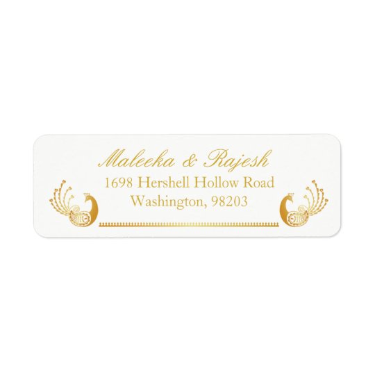 Indian Gold Pattern Modern Return Address Label