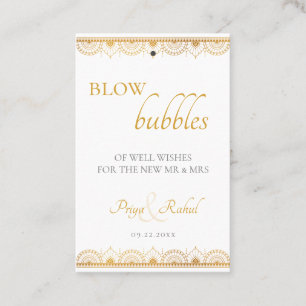 Indian Gold Pattern Wedding Bubble Wand Tag