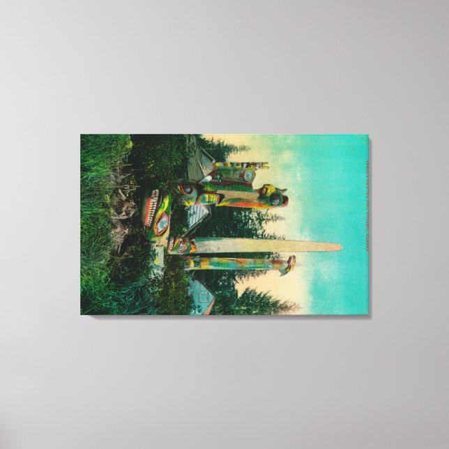 Indian Graves and Totems in Alaska StateState Canvas Print (Front)