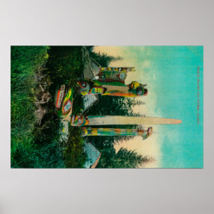 Indian Graves and Totems in Alaska StateState Poster