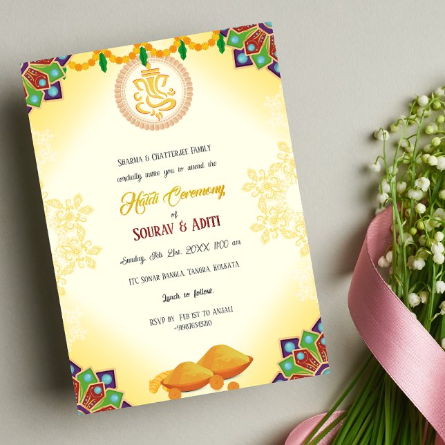 Indian Haldi Ceremony Hindu Couple Beautiful Invitation (Creator Uploaded)