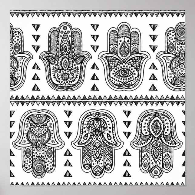 Indian Hand Drawn Hamsa Doodle 2 Poster (Front)