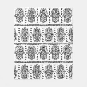 Indian Hand Drawn Hamsa Doodle Fleece Blanket