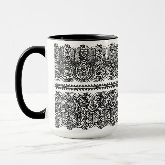 Indian Hand Drawn Hamsa Doodle Mug (Left)