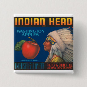 Indian Head 15 Cm Square Badge