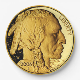 Indian Head Gold Coin Paper Plate