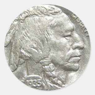 INDIAN HEAD NICKEL CLASSIC ROUND STICKER