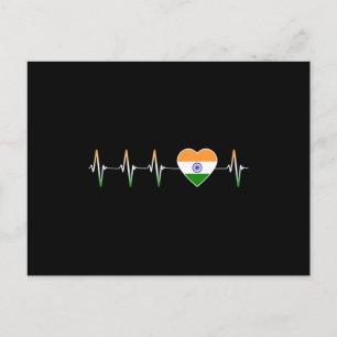 Indian Heartbeat I Love India Flag Heart Country Postcard