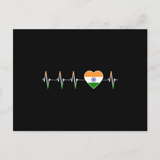Indian Heartbeat I Love India Flag Heart Country Postcard (Front)