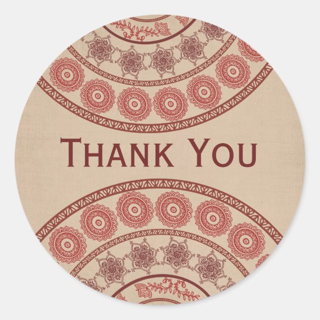 Indian Henna Mehndi Wedding Oval Sticker (Front)