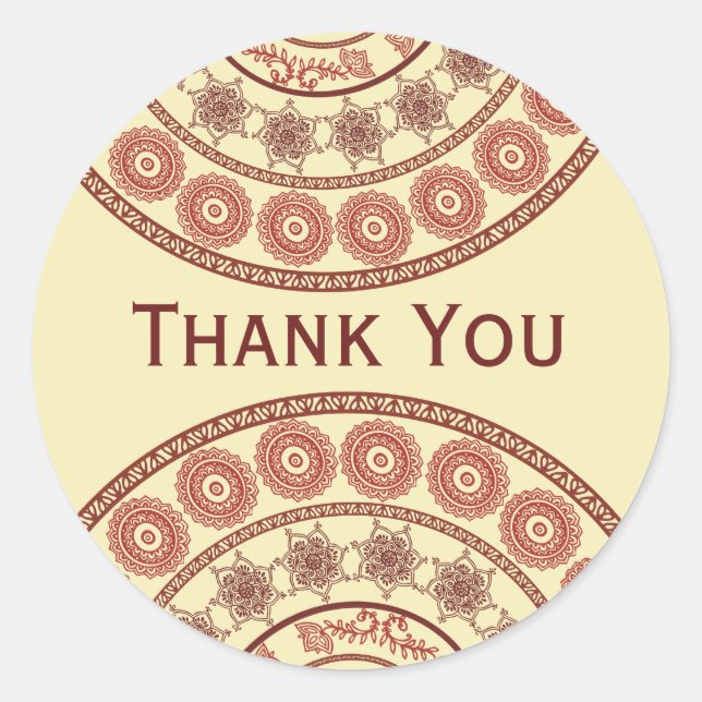 Indian Henna Mehndi Wedding Oval Sticker (Front)