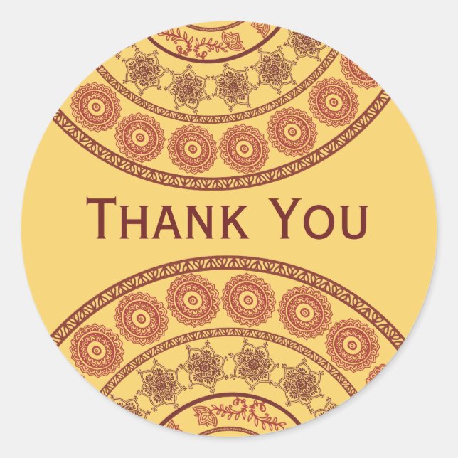 Indian Henna Mehndi Wedding Oval Sticker (Front)