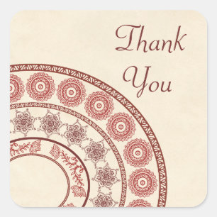 Indian Henna Thank You Square Sticker
