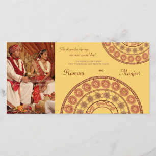 Indian Henna Wedding Thank You Photo Card