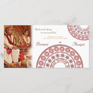 Indian Henna Wedding Thank You Photo Card